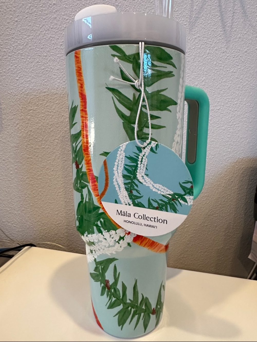 Honolulu Floral Travel Tumbler - Mint